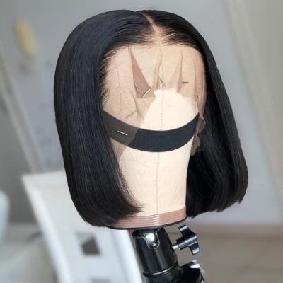 China 150% Blonde Bob Wigs Deep Part Swiss Hair Colored 1B/613 Frontal Human Hair Wig Straight Remy Silky Straight Wave Ombre Lace Front Wig for sale