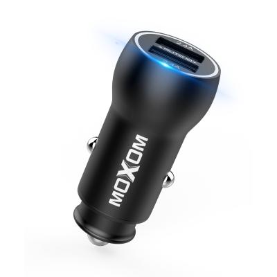 China MOXOM Universal Fast Charger Fashion Electrical Auto-ID 12V/24V 2.4A Dual Usb Car Charger for sale