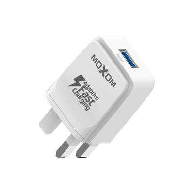 China Qc3.0 Wall Charger MOXOM Good Quality 2.4A UK Home Charger USB Charger OEM qc3.0 Single Quick Wall Charger 3.0 For Travel for sale