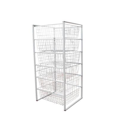 China Durable high quality multi-layer put out metal wire basket set metal laundry basket for clothes storage for sale