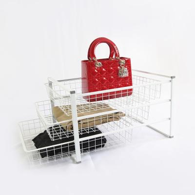 China Sustainable Multifunctional Basket Storage Set Freely Combined Metal Laundry Basket For Wardrobe DIY for sale