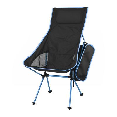 China Large Modern Border Wilderness Camping Lounge Chair Aluminum Alloy Extended Outdoor Fishing Folding Chair With Pillow for sale