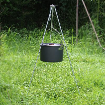 China Camp Stand Aluminum Alloy Tripod Supplies 3 Section Campfire Tripod Pot Picnic Outdoor Hanging Fire Support for sale