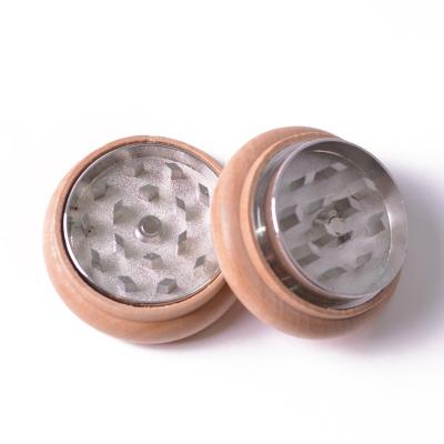 China Tobacco Grinding Herb Grinders High Quality Wooden Diameter 55MM Diamond Teeth 2 Part Tobacco Grinders for sale