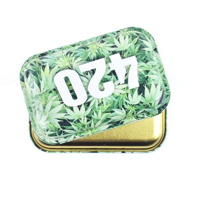 China Metal Herb Smoking Custom Logo Smoke Herb Trays Plain Weed Cigarette Tray Custom Rolling Tray with Magnetic Cover/Lid for sale