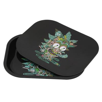 China Herb Smoking Custom Logo Cigarette Panel 18*14cm Panel Cart Accessories Tinplate Cigarette Tray Tobacco Rolling Tray for sale