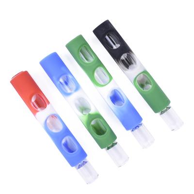 China Tobacco Glass Silicone Rubber Weed Hand Pipe Glass Bowl Cap Grinding Smoking Smoking Pipe for sale