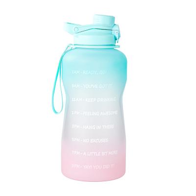 China Amazon Success 128oz Tritan BPA Free Gradient Viable Water Jug Sports Water Bottle With Straw And Time Marker for sale