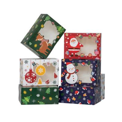 China Disposable Christmas Cookie Dessert Box With Window Gift Packing Box for sale