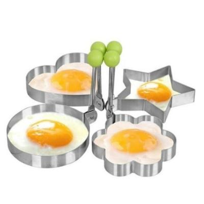 China Sustainable Stainless Steel Egg Mold Kitchen Supplies Egg Frying Tool Frying Egg Rings Heart Round Flower Star Shaped Mold for sale