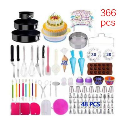 China Sustainable Success 366 pcs 2021 Baking Set Rotating Baking Turntable Cake Supplies For Cake Lovers for sale