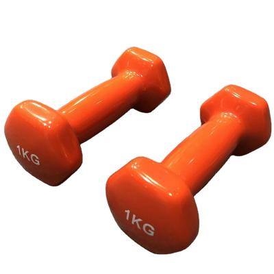 China Reapbarbell Durable Customizable Different Weight Colored Vinyl Dipping Hex Head Dumbbell for sale