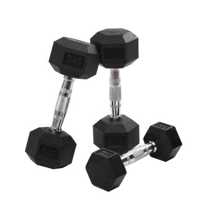 China Factory Customized Wholesale Competitive Price Hex Black Rubber Dumbbell Covered Low Dumbbell Rubber No Smell for sale