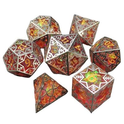 China Fashionable Colorful Latest 7 pcs/set Hollow Resin Dice Set DND Role Playing RPG Board Game Entertainment Dice Hot Sale for sale