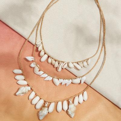 China New arrival nautilus cowry necklaces environment friendly handmade natural bohemian big 3 layers Shell Necklace for women for sale