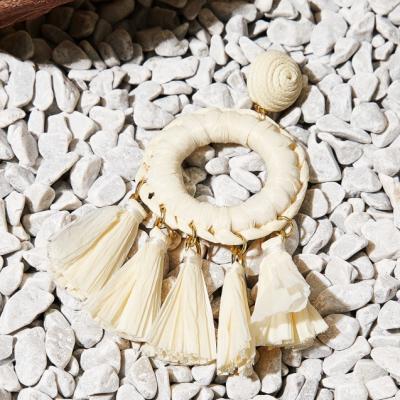 China Latest 2021 BOHEMIA Tassel Raffia Fashion Dangle Earrings Country Fashion Trend Drop Earrings Party Children Engagement Gift Wedding WOMEN for sale