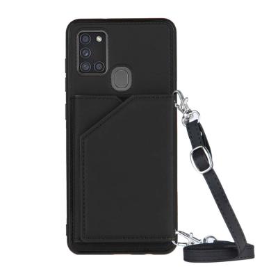 China Shockproof Lanyard Necklace Chain Leather Phone Case for Samsung A21S A31 A51 A52 A70 A70S A71 A72 5G for sale