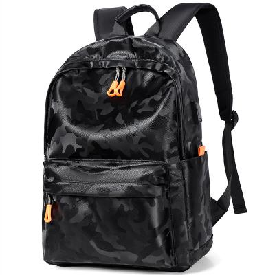 China PORTABLE Whole Custom PU Leather Laptop Backpack 15.6 Brand Teenager School Bag Stylish Leather Backpack For Men Unisex Bags for sale