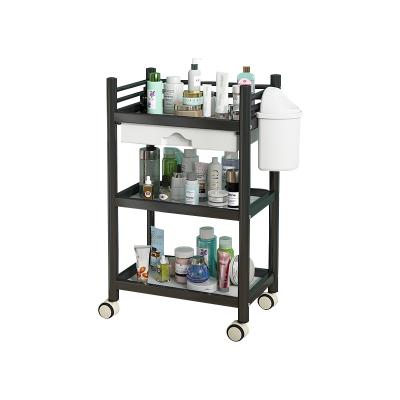 China Modern Wholesale Beauty Salon Nordic Style Multi-layer Metal Mesh Basket Beauty Salon Shelving Beauty Cart for sale