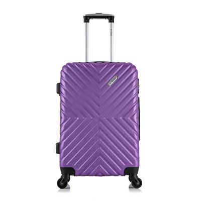 China Purple Hard Shell Carry On Abs Pc Luggage Best To Travel Travel Colorful Lightweight Trolley Luggage for sale