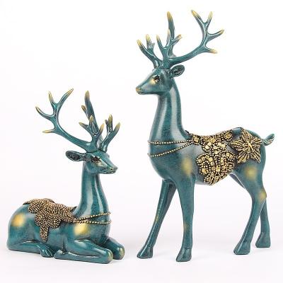 China Worlwide lovers deer resin ornaments European and American style home TV cabinet wine cabinet living room porch display decoration crafts for sale