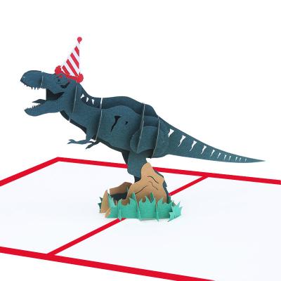 China 3D Paper Pop Up Dinosaur Happy Birthday Card Tyrannosaurus Jurassic Card Personalized Funny Kid Greeting Cards Birthday for sale