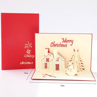 China 3D Christmas Card 3D Paper Pop Up Christmas Greeting Cards With Envelopes Holiday Pop Up Card For Christmas Merry Christmas New Year for sale