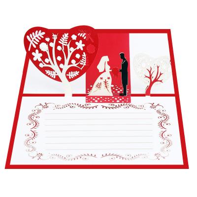 China Romantic Paper Carving Live Love Post Card Greeting in Europe Wedding 3D Decoration Cards Marry Invitation Cards for sale