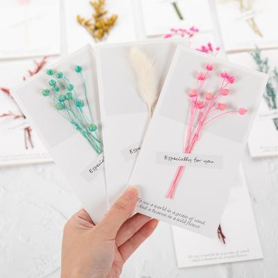 China Creative DIY Europe Flower Literary Handmade Dry Greeting Card Blessing Greeting Cards for Christmas Valentine's Day Birthday for sale