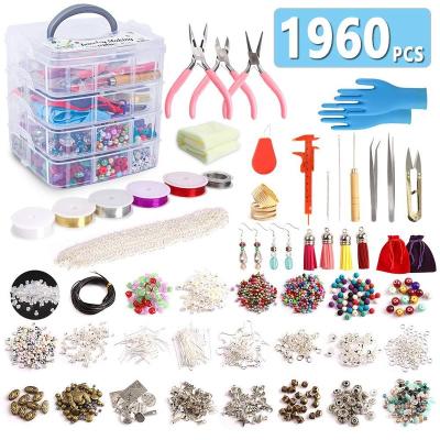 China Decoration Jewelry Making Kit With 4 Layers Storage Box Necklace Bracelets Earrings Making Repair Tools Jewelry Findings for sale