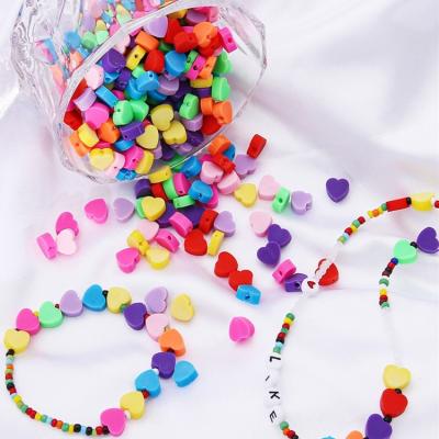 China 30pcs/bag Decoration Love Pottery Heart Shaped Soft Beads Scattered Beads Children's Hand String Bead Toy Trinket Accessories Materials for sale