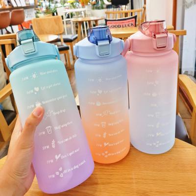 China 2022 New Style Large Capacity Plastic Bottles Portable Stocked Kettle With Straw Sports Cup DIY Water Bottle Plastic Cups for sale