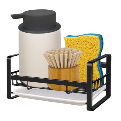 China Viable Kitchen Accessories Sink Organizer Sponge Holder, Sink Tray Drainer Trolley Soap Dish Dispenser Brush Holder Storage Rack for sale