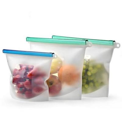 China Ma96 Reusable Silicone Viable Food Storage Bags For Meal Planning Squeeze Leakproof Lunch Meat Fruit Liquid Freezer for sale