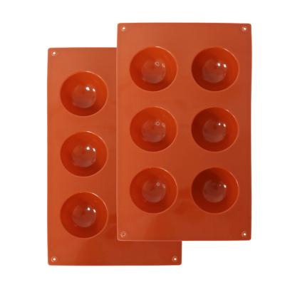 China Custom Brands Logo Non Stick Semicircle Cake Viable Food Grade Six Holes Slip Silicone Chocolate Baking Mold for sale