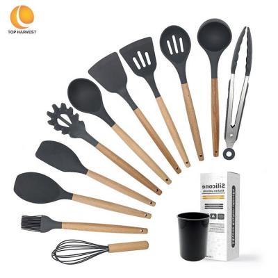 China Different Types Kg27 Sustainable Non-stick Silicone Kitchen Utensil Wholesale Hot Sale Stainless Steel Nonstick Cooking Set for sale