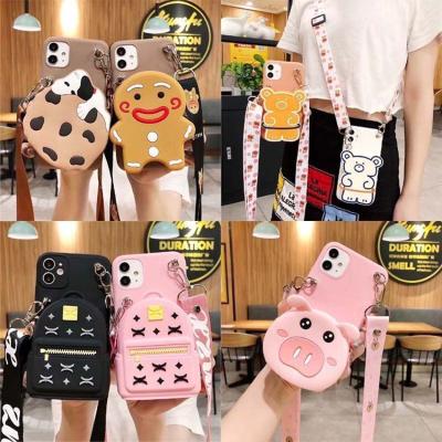 China Cute Cartoon Phone Case Small Wallet Purse Women Zipper Protector Cover Mobile Phone Credit Card Purse For vivo for sale