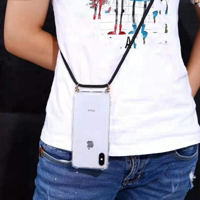 China New Product Necklace Lanyard Rope Crossbody Clear Cell Hard Back Phone Case For iPhone 6 7 8 X XS XR XS Max for sale