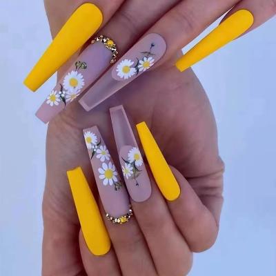 China Ombre Design Reusable Long Ballerina Handmade Press On Nails Custom Design Fake Nails for sale