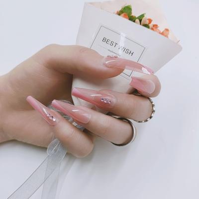 China Wrap Nail Art Tips Long Design Nails Full Of Nudity Tip French White Beige Color Classic Fake Nails for sale