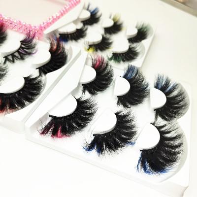 China Wholesale Custom Full Volume Eyelashes Clean Colored Lashes Mink 12mm 20mm 25mm 27mm Brand Eyelashes With Free Box for sale