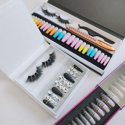 China Luxury Custom Package Wholesale 24pcs Box Design Long Pink Ballerina Fake Nails Artificia Nails And Blue French Coffin Nails Manicure for sale