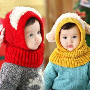 China Korean cute baby one-piece warm hat baby shawl autumn and winter COMMON windproof cute soft warm hat for sale