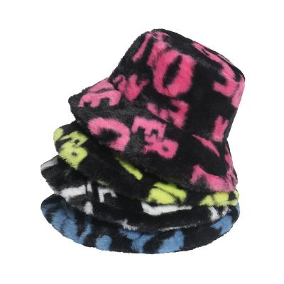 China Keep Autumn Winter Warm Hats Caps Warm Fashion Design Letter Printed Vintage Bucket Hat Plush Women Basin Hat for sale