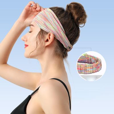 China New summer sports antiperspirant printing sweat-absorbing wide brim female fitness yoga headband gradient ice silk sweat-absorbent for sale