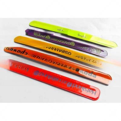 China High Visibility PVC Yellow Reflective Snap/Slap Bracelet Ankle Fit 30cmx3cm for Adults for sale