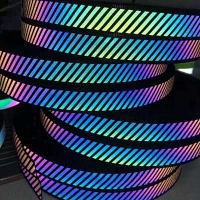 China Sew On CE EN20471 Reflective Safety Material Ribbons Yellow Silver Orange Rainbow 100% Polyester 400 CPL CN FUJ WRS for sale