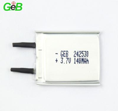 China Toys GEB Small Size 2mm Thickness 3.7V Li-PO Battery 252530 Lithium 140mAh Polymer Cells For Digital Smart Speaker for sale