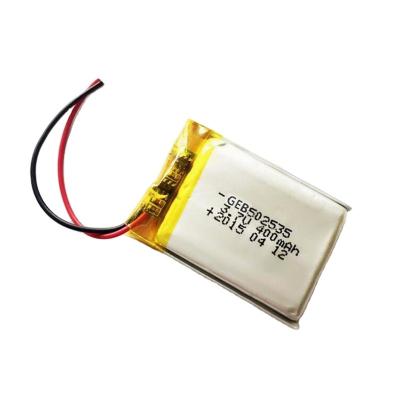 China Hot sale 502535 3.7V 400mah 602535 toys 602030 702030 recharging batteries for electronic products for sale