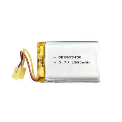 China Toys GEB Standard Battery Model 803450 3.7V 1500mAh Lithium Li-ion Polymer Rechargeable Batteries On Stock For Sale for sale